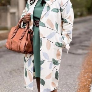 LAFAYETTE 148 NEW YORK Rayna Leaf-Pattern Trench Coat, Size XL